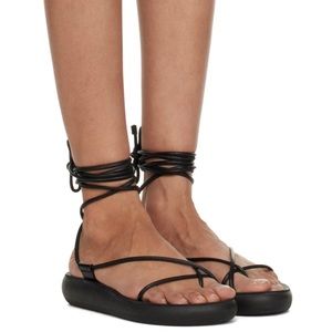 Ancient Greek Sandals, Black Diakopes Comfort Sandals, Size 40